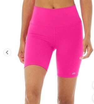 Alo Yoga High Waist Biker Shorts in Fushia Pink